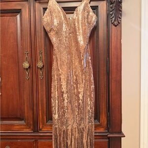 AKIRA Rose Gold Sequin Dress